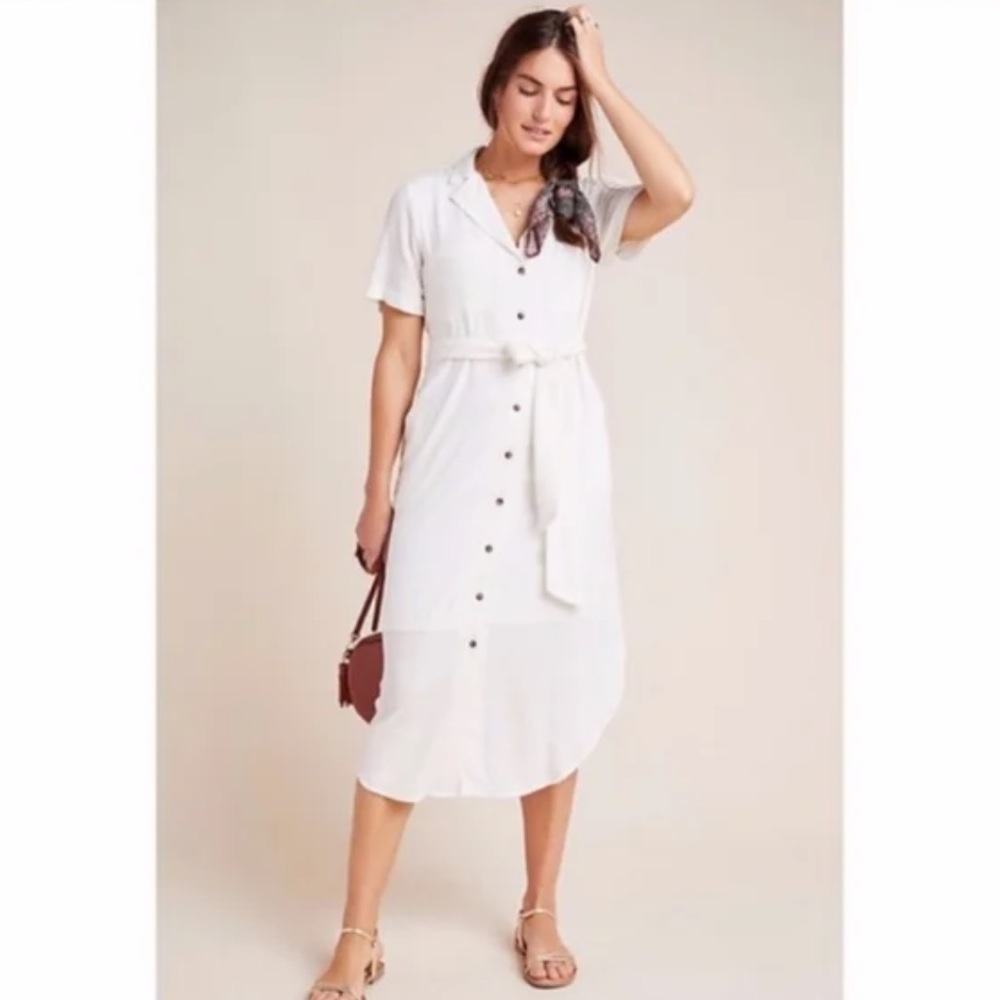 MAEVE by Anthropologie Aria Collared Button Front Shirt Dress